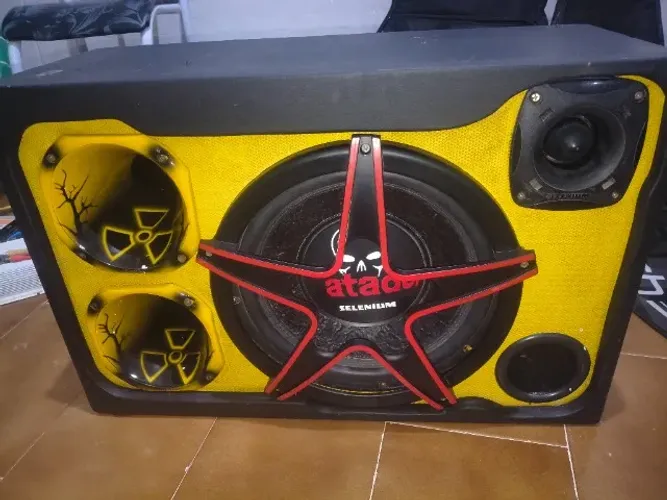 Caixa de Som Completa Trio Matador Selenium + Módulo Taramps Bass 1200 + Fonte Hayonik