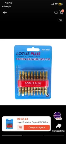 Jogo de Ponteiras Duplas 65mm Lotus Plus - 10 Peças