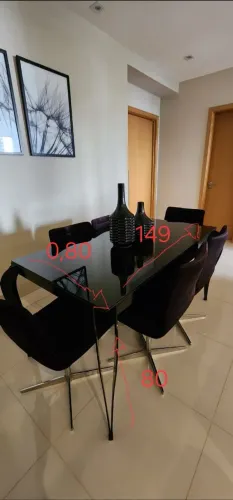 Conjunto de Jantar Alto Padrão - Mesa Vidro + 6 Cadeiras Giratórias parcelo cartão
