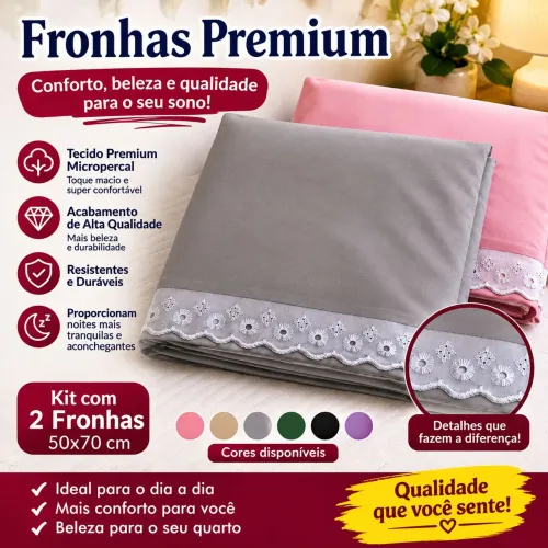 Fronhas Premium para travesseiro 50x70. Cores variadas