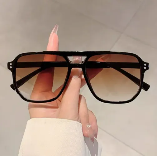 Óculos de sol unissex feminino/masculino de verão estilo aviador preto/marrom novo!