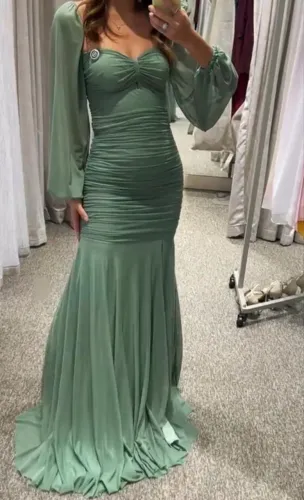 Vestido de festa - longo, verde claro
