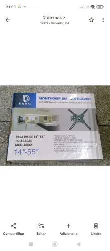 SUPORTE PARA TV MODELO PAINEL E PAREDE ARTICULADO DE 14 A 55 POLEGADAS
