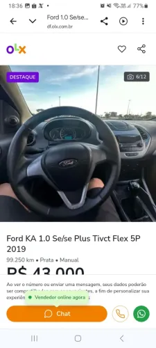 Ford KA 1.0 Se/se Plus Tivct Flex 5P 2019