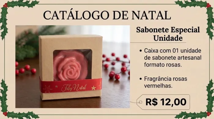 Kit presente sabonete artesanal feito a mão catálogo natal