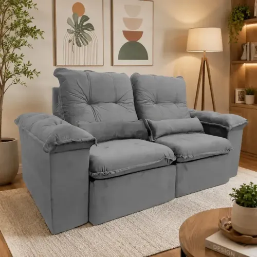 Sofá Arsenal 230cm em Linho 4 Lugares Retrátil e Reclinável / pronta entrega