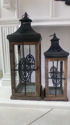 Dupla de Lanternas rústicas candelabro para velas 