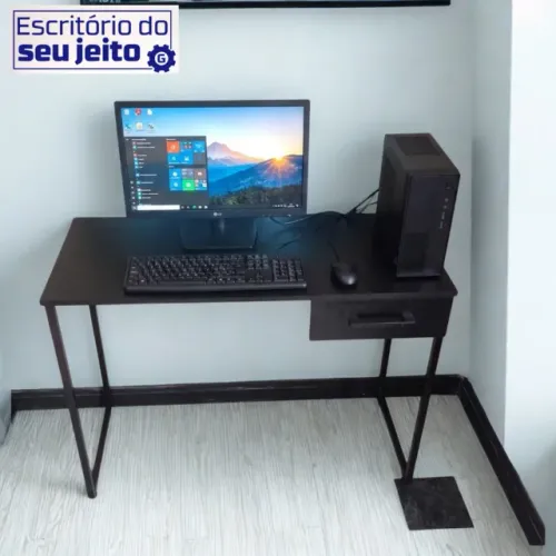 Mesa de Escritório com Gaveta 1M Multiuso Industrial para Computador Notebook de Estudo
