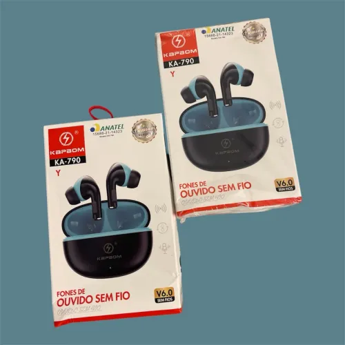 Fone de Ouvido Bluetooth Sem Fio KAPBOM KA-790 V6.0 Type-C Microfone Anatel
