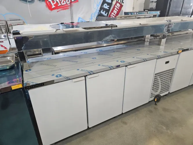 balcão de inox refrigerado 2 metros com condimentadora - a pronta entrega