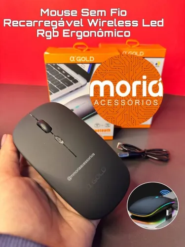 Mouse Sem Fio A'gold Bateria Recarregável Wireless Gamer RGB 2.4ghz