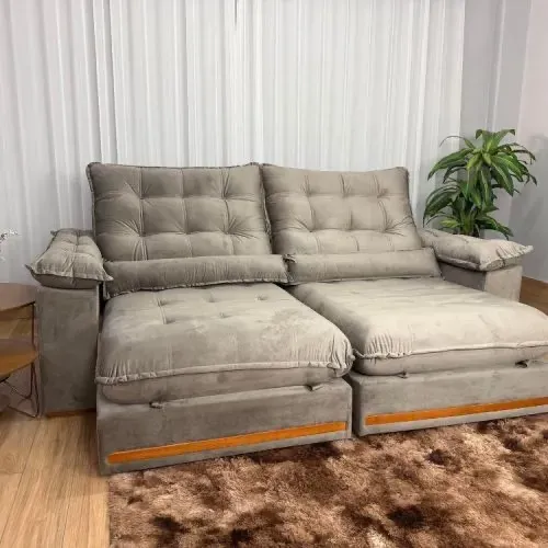 Sofá Retrátil Reclinável Isabel 2.50m Molas Ensacadas e D33 l14 S