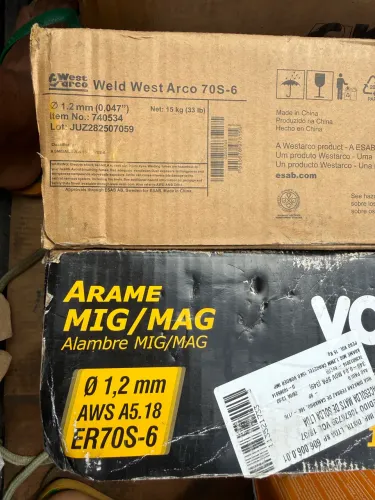 Arame MIG cobre e revestimento 