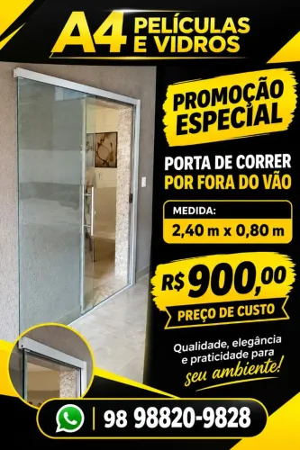 Porta em vidro temperado de correr preço de custo
