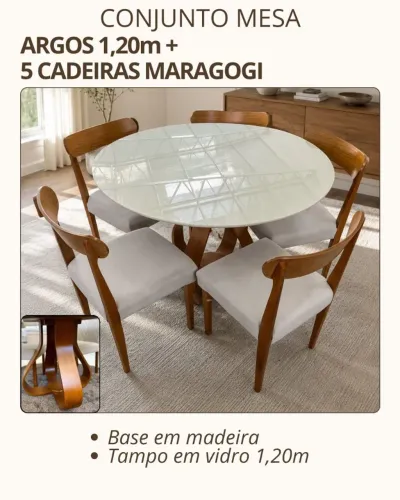 Mesa redonda de jantar com 4 cadeiras