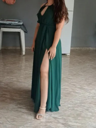 Vestido longo verde esmeralda 