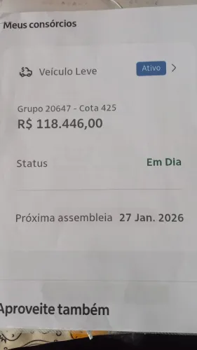 Consórcio de carro leve /banco Itaú 