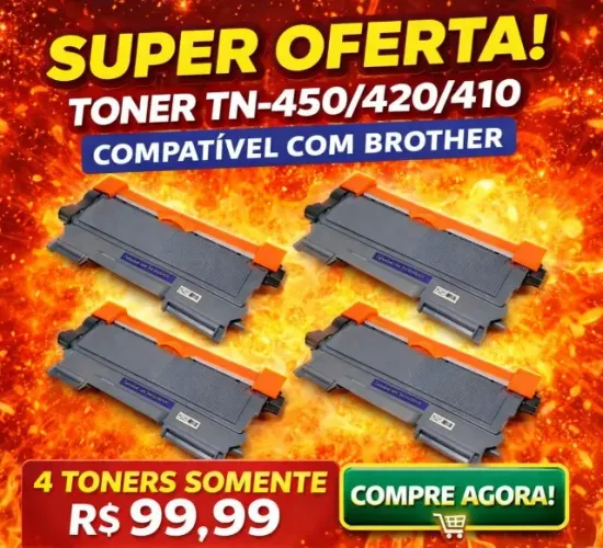 Kit com 4 unid. Toner Compatível com Brother TN450