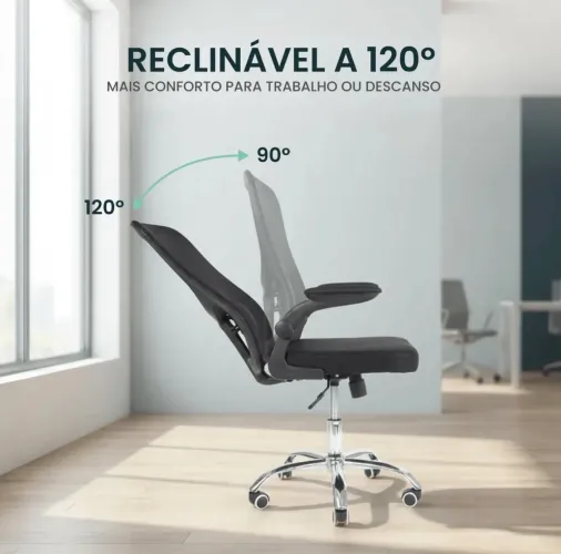 Cadeira de Escritório Ergonômica Flink Healer Reclinável 120° | Braços Ajustáveis