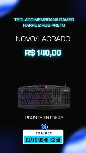 TECLADO MEMBRANA GAMER HARPE 2 RGB PRETO