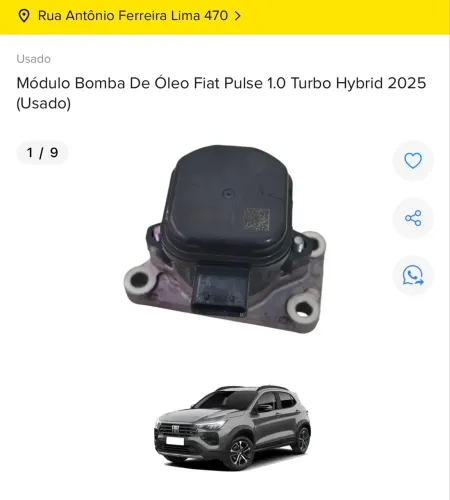 MÓDULO BOMBA DE ÓLEO EXTERNA DO CÂMBIO AUTOMÁTICO FIAT PULSE, FASTBACK HYBRID 2025 