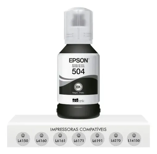 Refil Tinta Preto T504 Epson Original L4150 L4160 L6161 L6171 L6191 127 ml