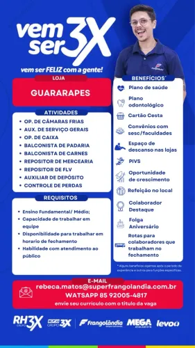 OPORTUNIDADE DE EMPREGO - LOJA GUARARAPES