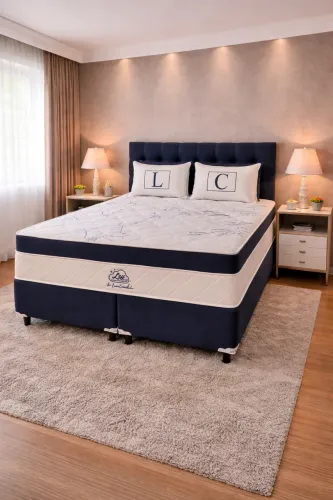 Cama Box Queen Isofort Luxo Ley Colchões, Base + Colchão molas ensacadas individuais