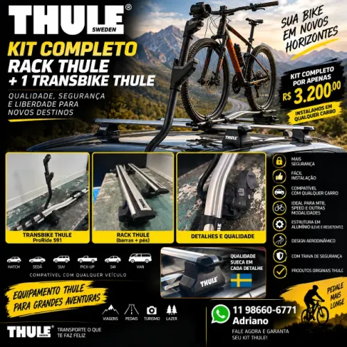 Rack Thule + 1 Transbike Thule - instale qualquer Carro