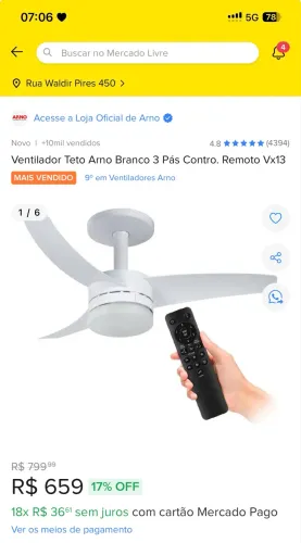 VENTILADOR DE TETO