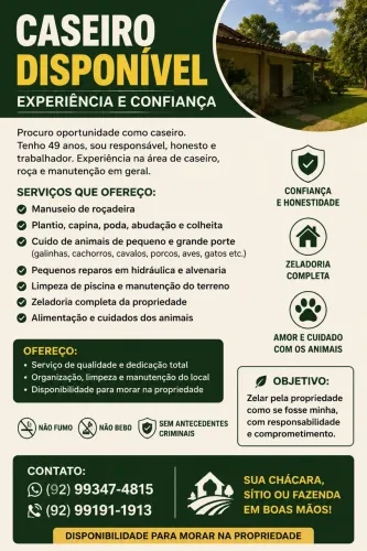 Caseiro Com experiência disponível