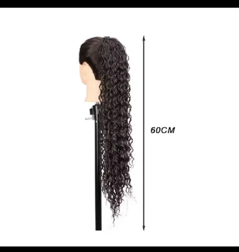 Rabo de cavalo ondulado cabelo orgânico/Castanho