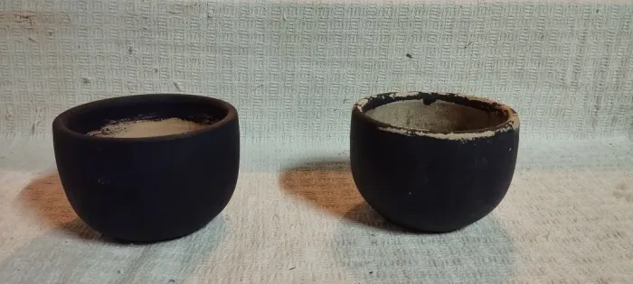 Par de Vasos Cachepos Rústicos Preto Escuro Decorativos