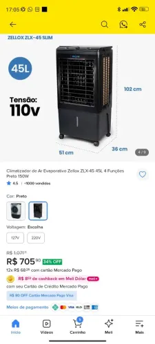UMIDIFICADOR DE AR ZELLOX 45L