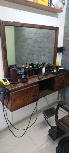Móveis rústico barbearia bancada e espelho 