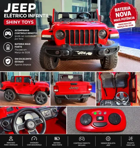Carro Elétrico Infantil, Vermelho, Jeep, Usado