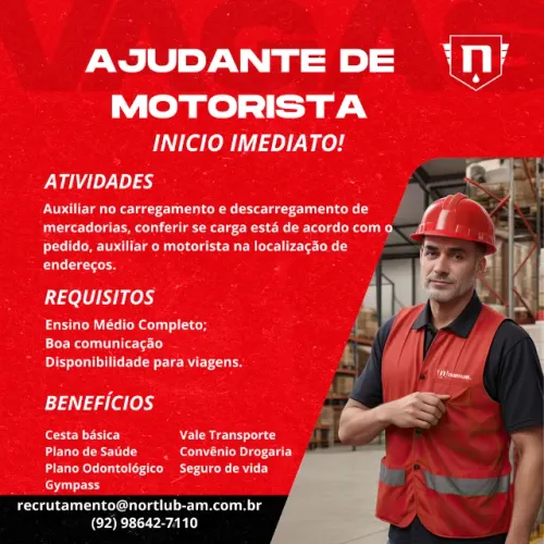 AJUDANTE DE MOTORISTA / LAVADOR INDUSTRIAL