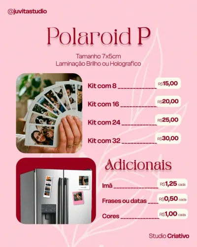Kit polaroid com e sem imã 