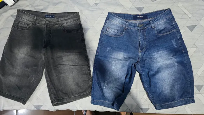 Conjunto shorts jeans, tamanho M