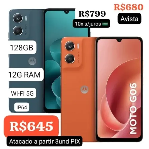 SMARTPHONE MOTOROLA G06 128GB 12G RAM LACRADO VALOR DE ATACADO A PARTIR 3UNDS