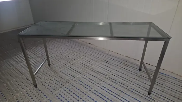 Bancada inox com vidro 180x060