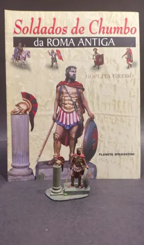 Miniatura Hoplita Grego Chumbo Roma DeAgostini Com Fasciculo Edicao 13