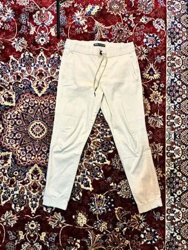 Calça Zara Jogger Masculina M Off-White/Bege Claro
