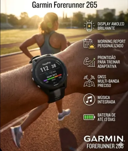 Relógio Garmin Forerunner 265 - Cor Preta - NOVO