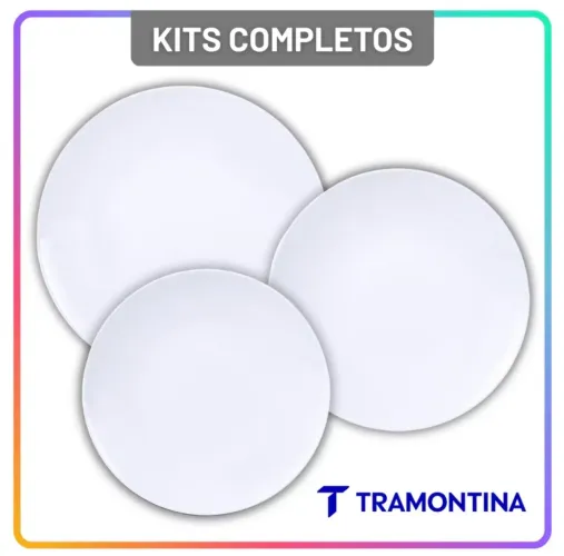 Jogo de Pratos Tramontina Leonora 18 Peças Porcelana - Novo