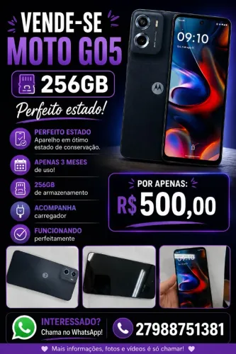 Vendo Celular Moto G05 256GB - postando novamente pois o número estava errado