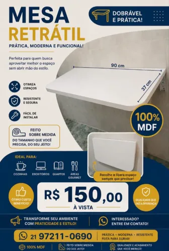 Mesa dobrável de 0,90×0,37 retirada Curicica Jacarepaguá 10% desc no pagamento avista