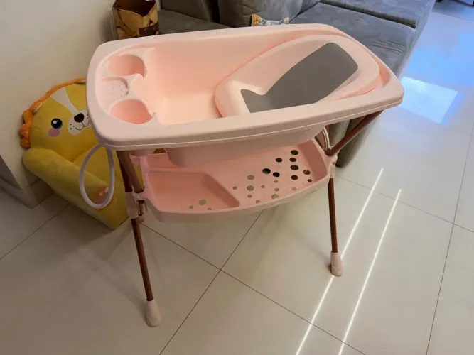 Banheira de Bebê Galzerano Acqua Premium - Rosa + Redutor para Recém-Nascido
