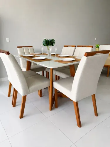 MESA DE JANTAR 160x80 COM 6 CADEIRAS