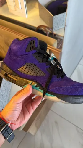 Tênis Air Jordan 5 Retro (Grape Ice/ New Emerald - Black)